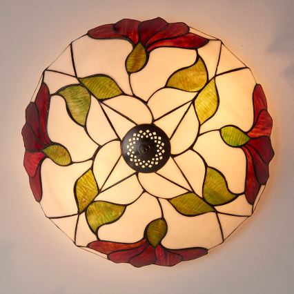 Endon 63960 - Tiffany BOTANICA mennyezeti lámpa, 2×E27, 60 W/izzónként, 230 V, átmérő: 45 cm