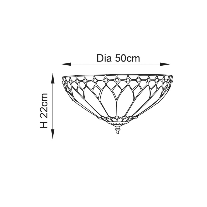 Endon 63973 - Tiffany BROOKLYN mennyezeti lámpa 2xE14/60W/230V, átmérő 50 cm