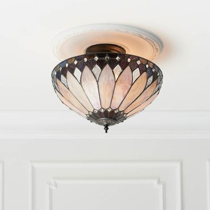 Endon 63978 - Felületre szerelhető Tiffany BROOKLYN csillár 3xE27/60W/230V, átmérő 40 cm
