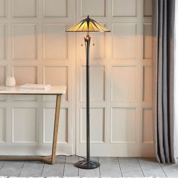 Endon 64041 - Tiffany DARK STAR állólámpa 2xE27/60W/230V, átmérő 49 cm