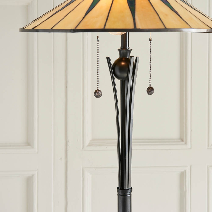 Endon 64041 - Tiffany DARK STAR állólámpa 2xE27/60W/230V, átmérő 49 cm