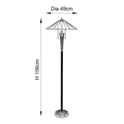 Endon 64041 - Tiffany DARK STAR állólámpa 2xE27/60W/230V, átmérő 49 cm