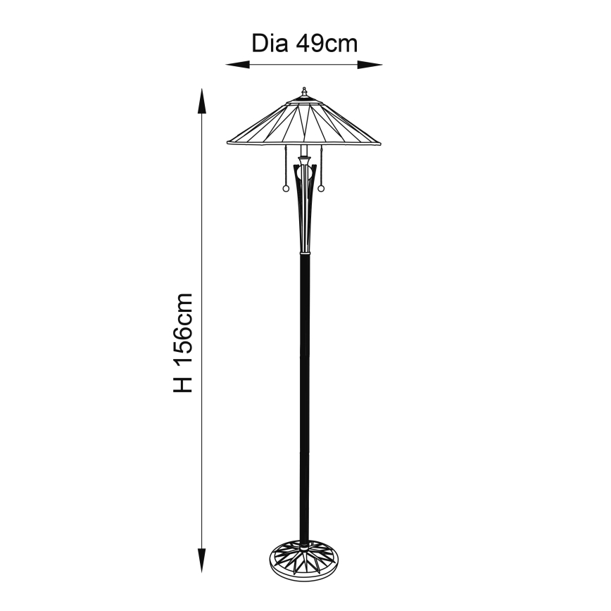Endon 64041 - Tiffany DARK STAR állólámpa 2xE27/60W/230V, átmérő 49 cm