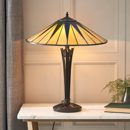 Endon 64045 - Tiffany DARK STAR asztali lámpa 2xE27/60W/230V, Ø 49 cm
