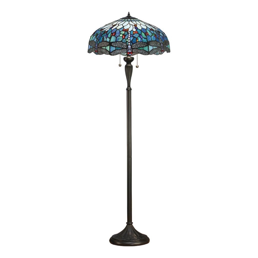 Endon 64069 - Tiffany állólámpa DRAGONFLY 2xE27/60W/230V, Ø 50 cm