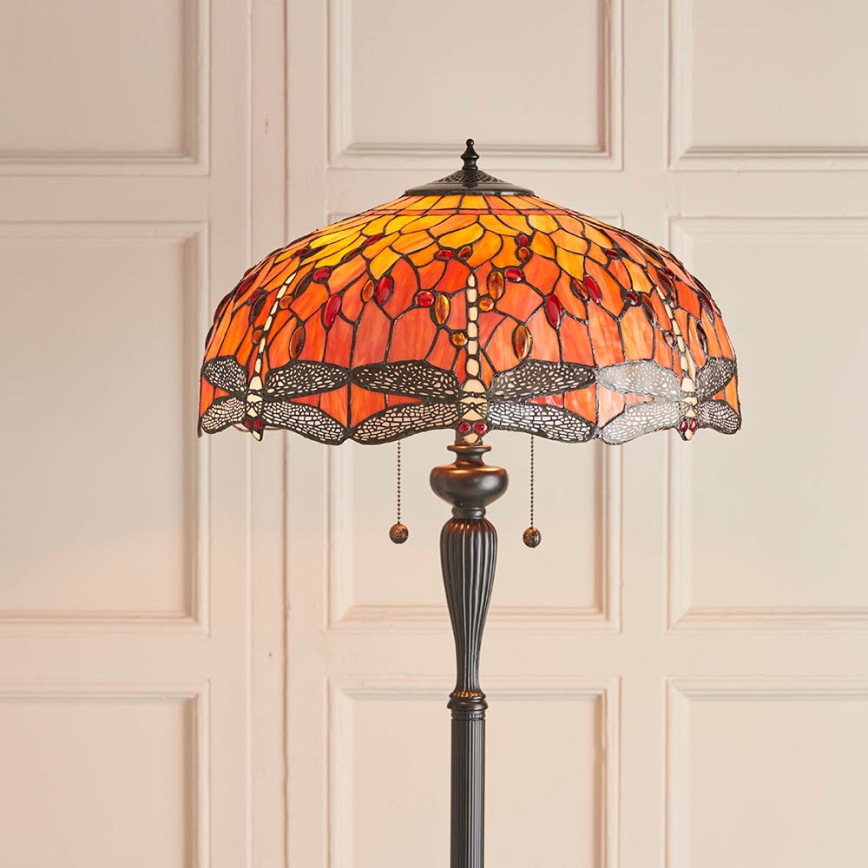 Endon 64070 - Tiffany DRAGONFLY állólámpa 2xE27/60W/230V, átmérő: 50 cm