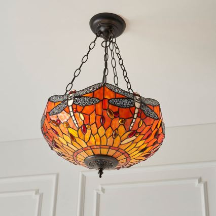 Endon 64076 - Tiffany DRAGONFLY láncos csillár 3xE27/60W/230V átm. 41 cm