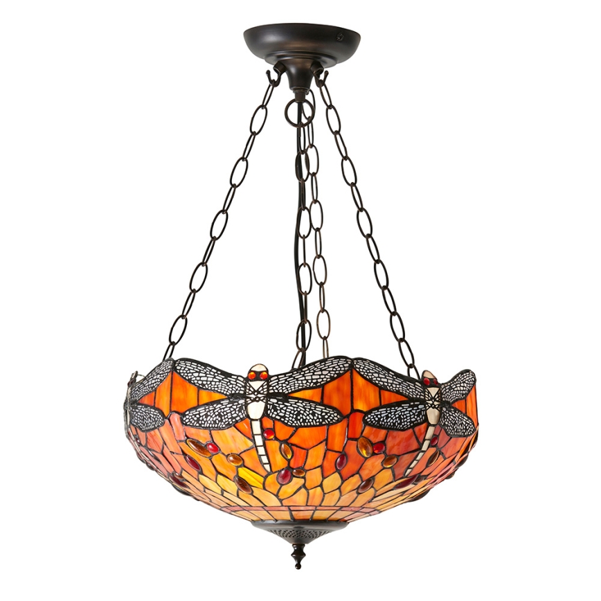 Endon 64076 - Tiffany DRAGONFLY láncos csillár 3xE27/60W/230V átm. 41 cm