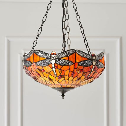 Endon 64076 - Tiffany DRAGONFLY láncos csillár 3xE27/60W/230V átm. 41 cm