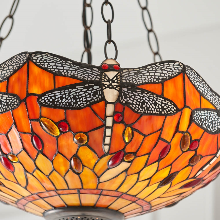 Endon 64076 - Tiffany DRAGONFLY láncos csillár 3xE27/60W/230V átm. 41 cm