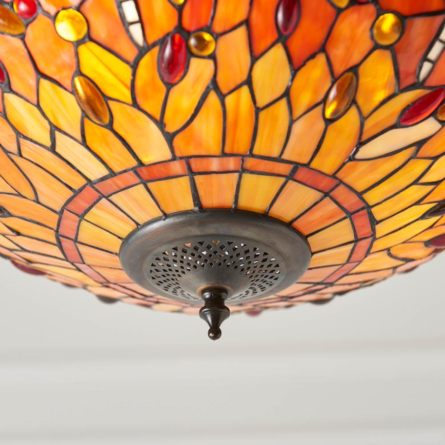 Endon 64076 - Tiffany DRAGONFLY láncos csillár 3xE27/60W/230V átm. 41 cm