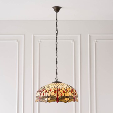 Endon 64079 - Láncos csillár Tiffany DRAGONFLY 3xE27/60W/230V átmérő 50 cm