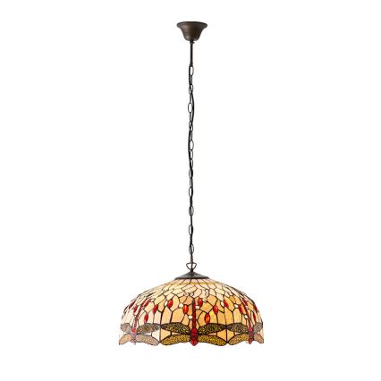 Endon 64079 - Láncos csillár Tiffany DRAGONFLY 3xE27/60W/230V átmérő 50 cm