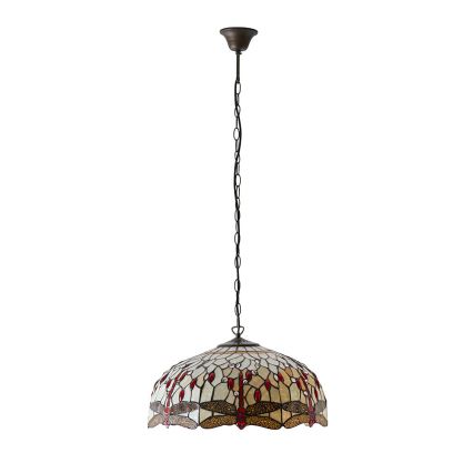 Endon 64079 - Láncos csillár Tiffany DRAGONFLY 3xE27/60W/230V átmérő 50 cm