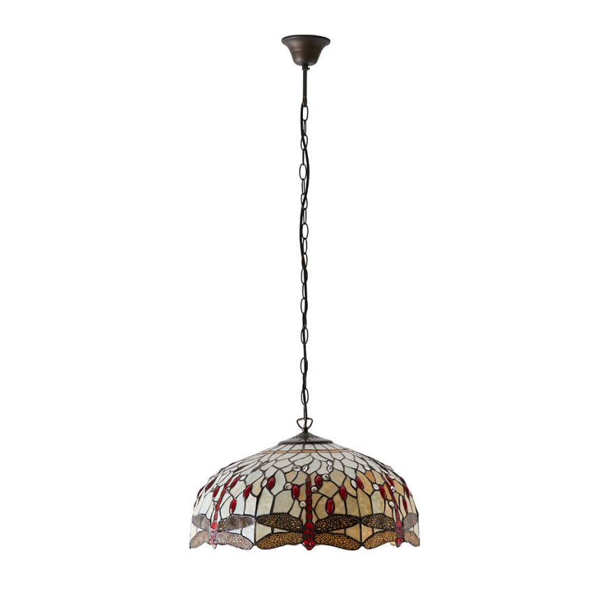 Endon 64079 - Láncos csillár Tiffany DRAGONFLY 3xE27/60W/230V átmérő 50 cm