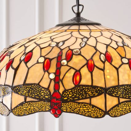 Endon 64079 - Láncos csillár Tiffany DRAGONFLY 3xE27/60W/230V átmérő 50 cm