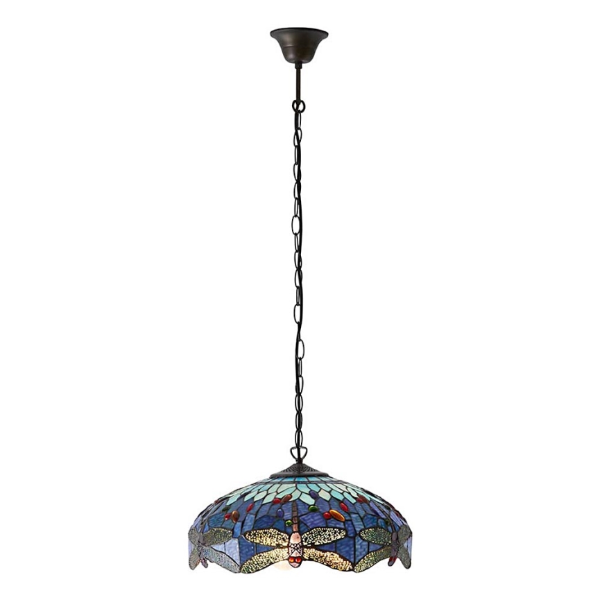 Endon 64080 - Láncra akasztott Tiffany DRAGONFLY csillár, 3xE27/60W/230V, átmérő 41 cm