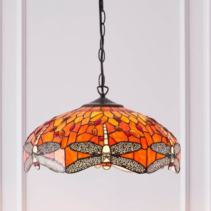 Endon 64081 - Tiffany DRAGONFLY láncos csillár 3xE27/60W/230V, átmérő 41 cm