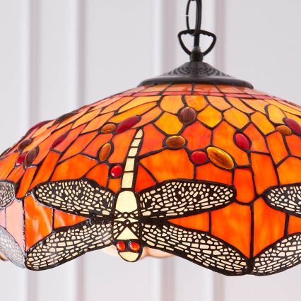 Endon 64081 - Tiffany DRAGONFLY láncos csillár 3xE27/60W/230V, átmérő 41 cm