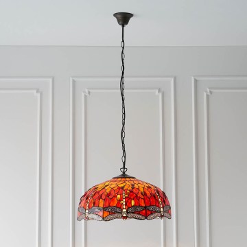 Endon 64082 - Tiffany DRAGONFLY láncos csillár, 3x E27/60W/230V, átmérő 50 cm