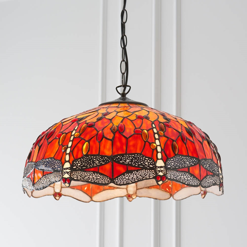 Endon 64082 - Tiffany DRAGONFLY láncos csillár, 3x E27/60W/230V, átmérő 50 cm