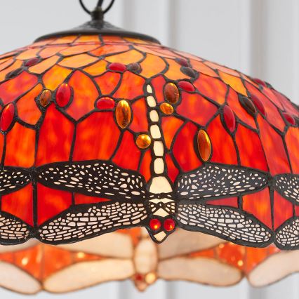 Endon 64082 - Tiffany DRAGONFLY láncos csillár, 3x E27/60W/230V, átmérő 50 cm