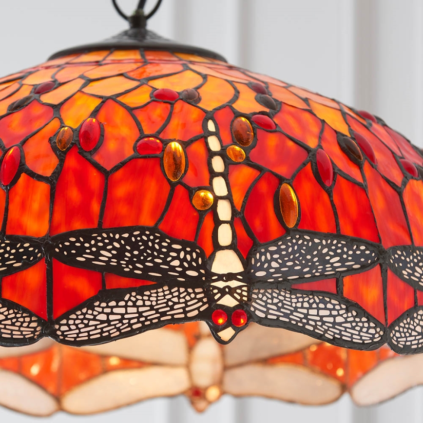 Endon 64082 - Tiffany DRAGONFLY láncos csillár, 3x E27/60W/230V, átmérő 50 cm