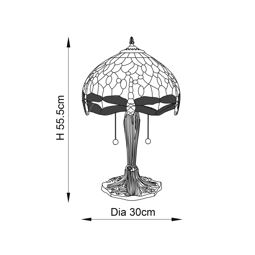 Endon 64086 - Asztali lámpa Tiffany DRAGONFLY 2xE27/60W/230V átm. 30 cm
