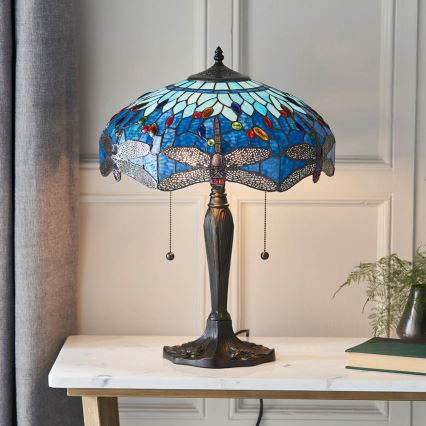 Endon 64089 - Tiffany DRAGONFLY asztali lámpa 2xE27/60W/230V átm. 41 cm