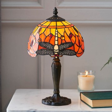 Endon 64091 - Tiffany DRAGONFLY asztali lámpa 1xE14/7W/230V, átmérő 20 cm