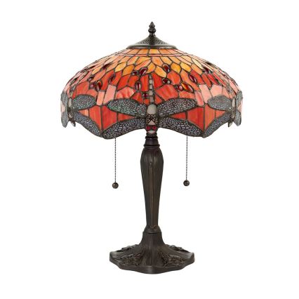 Endon 64093 - Tiffany DRAGONFLY asztali lámpa, 2x E27, 60 W, 230 V, Ø 41 cm
