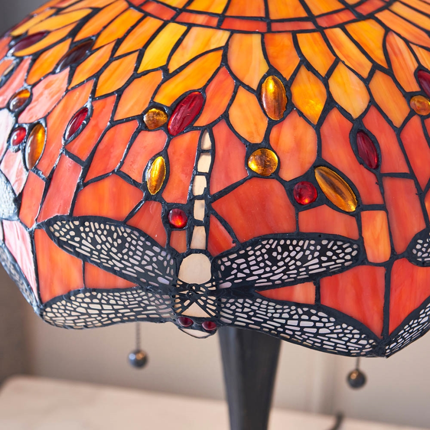 Endon 64093 - Tiffany DRAGONFLY asztali lámpa, 2x E27, 60 W, 230 V, Ø 41 cm