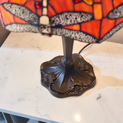 Endon 64093 - Tiffany DRAGONFLY asztali lámpa, 2x E27, 60 W, 230 V, Ø 41 cm