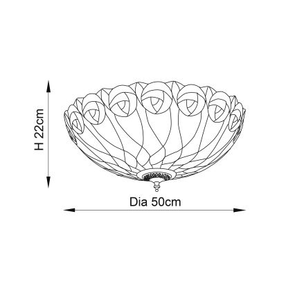 Endon 64173 - Tiffany HUTCHINSON mennyezeti lámpa 2xE27/60W/230V átm. 50 cm