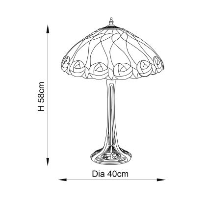 Endon 64177 - Tiffany HUTCHINSON asztali lámpa 1xE27/60W/230V, átm. 40 cm