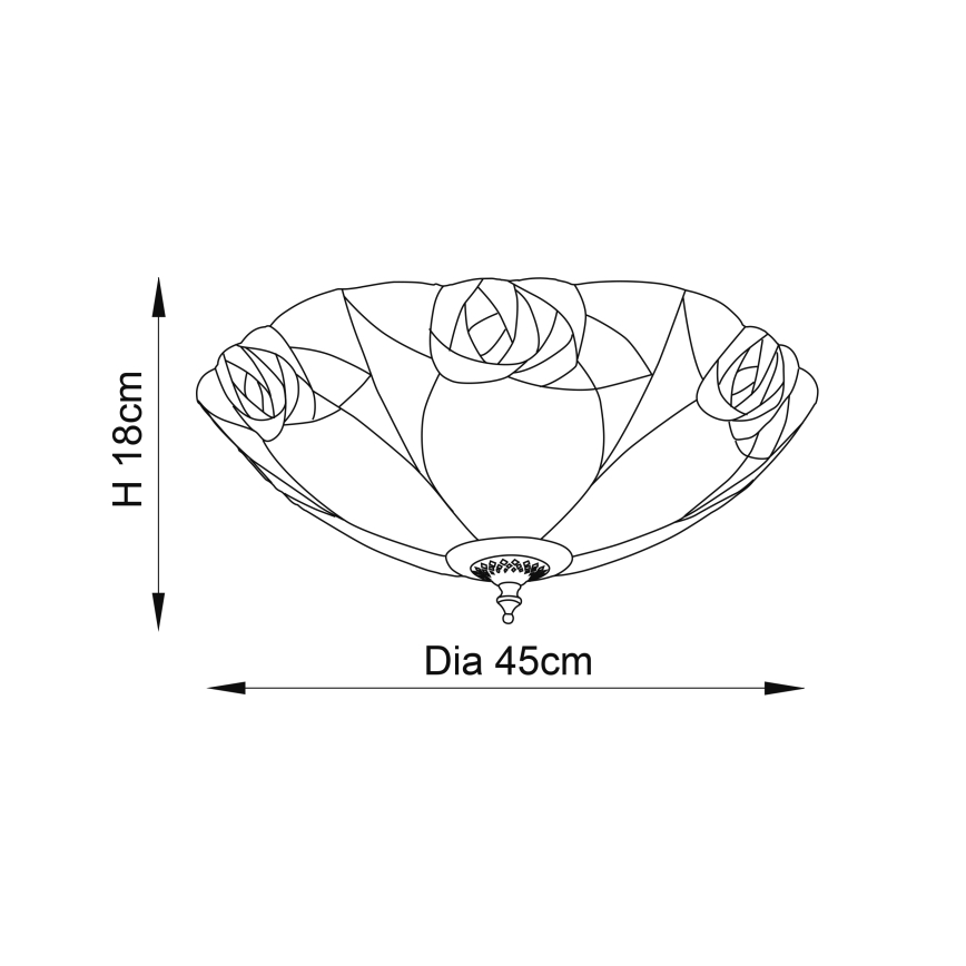 Endon 64182 - Tiffany INGRAM mennyezeti lámpa 2xE27/60W/230V átm. 45 cm
