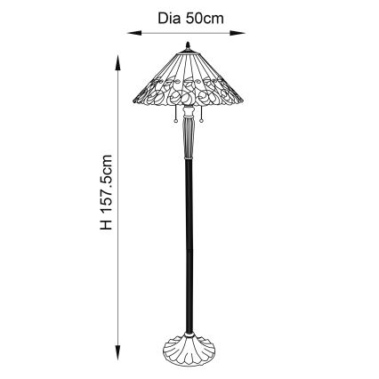 Endon 64192 - Tiffany JAMELIA állólámpa 2xE27/60W/230V átmérő 50 cm