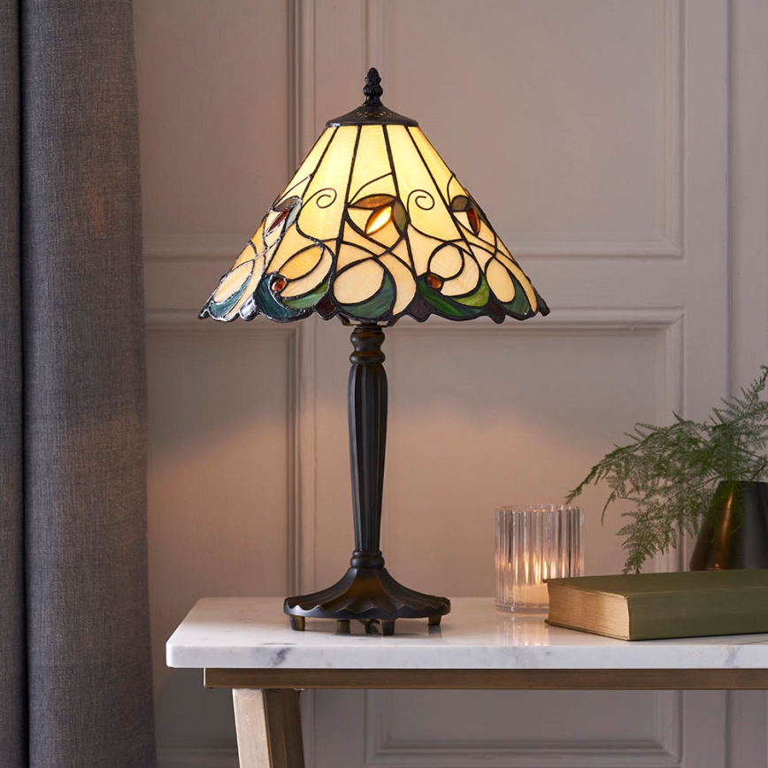 Endon 64195 - JAMELIA Tiffany asztali lámpa, 1xE27/60W/230V, Ø 31 cm