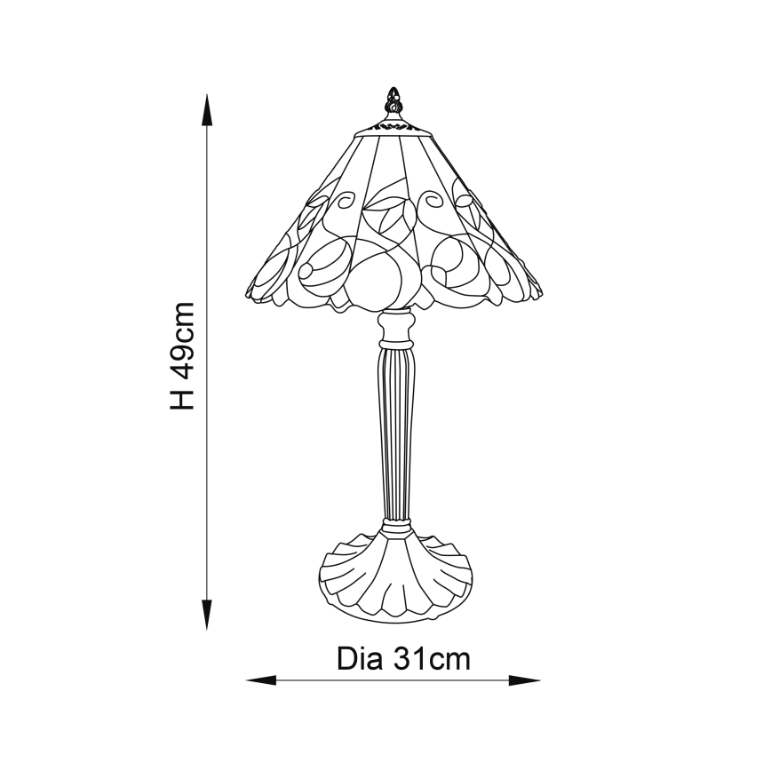Endon 64195 - JAMELIA Tiffany asztali lámpa, 1xE27/60W/230V, Ø 31 cm