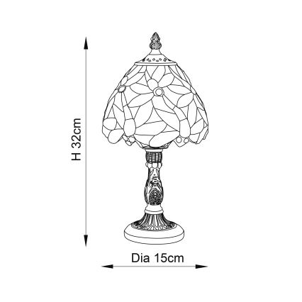 Endon 64246 - Tiffany LORETTE asztali lámpa 1xE14/40W/230V, átm. 15 cm