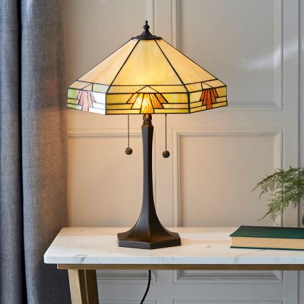 Endon 64286 - Tiffany NEVADA asztali lámpa 2xE27/60W/230V, Ø 40 cm