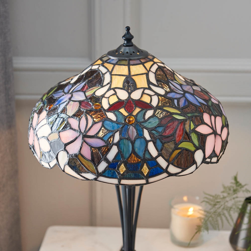 Endon 64327 - Tiffany SULLIVAN asztali lámpa 2xE14/40W/230V, átmérő 30 cm