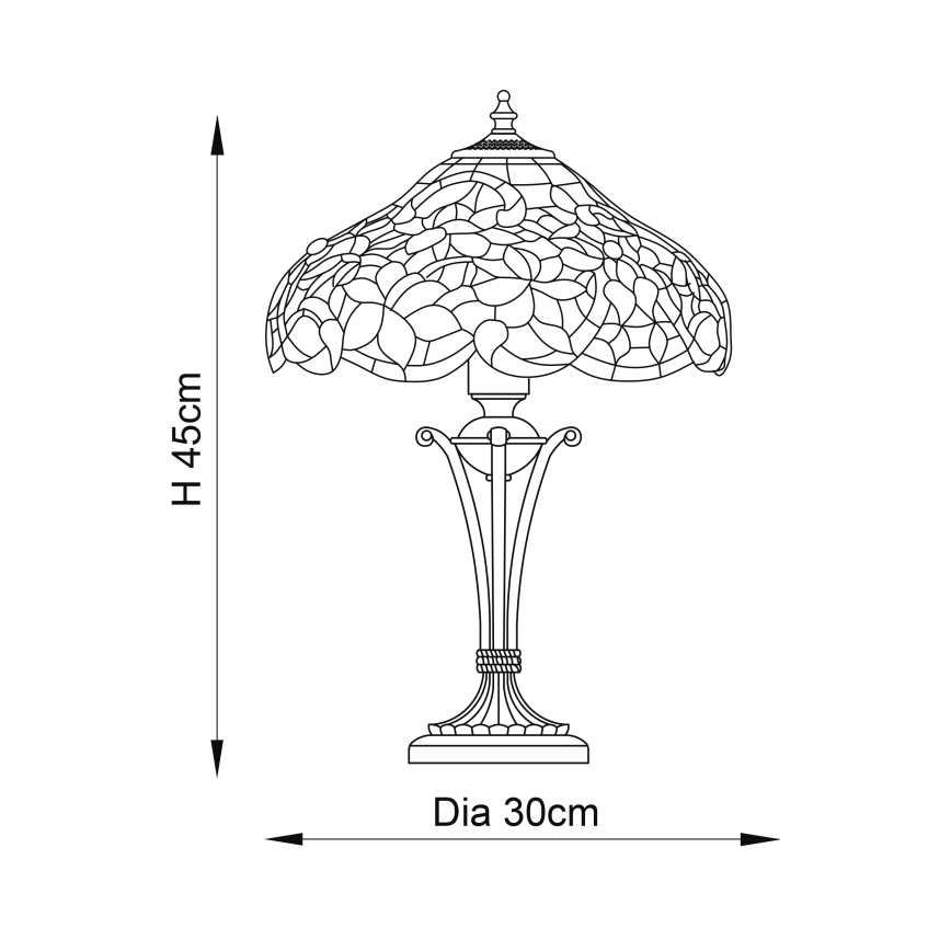 Endon 64327 - Tiffany SULLIVAN asztali lámpa 2xE14/40W/230V, átmérő 30 cm