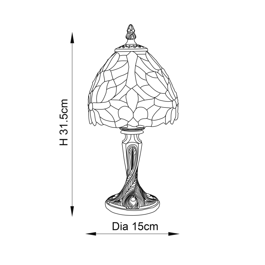 Endon 64331 - Tiffany SYLVETTE asztali lámpa 1xE14/40W/230V, átmérő 15 cm