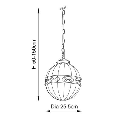 Endon 67044 - Tiffany FARGO láncos csillár 1xE14/40W/230V átm. 25,5 cm