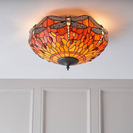Endon 70721 - Mennyezeti lámpa Tiffany DRAGONFLY 2xE27/60W/230V, átmérő 41 cm