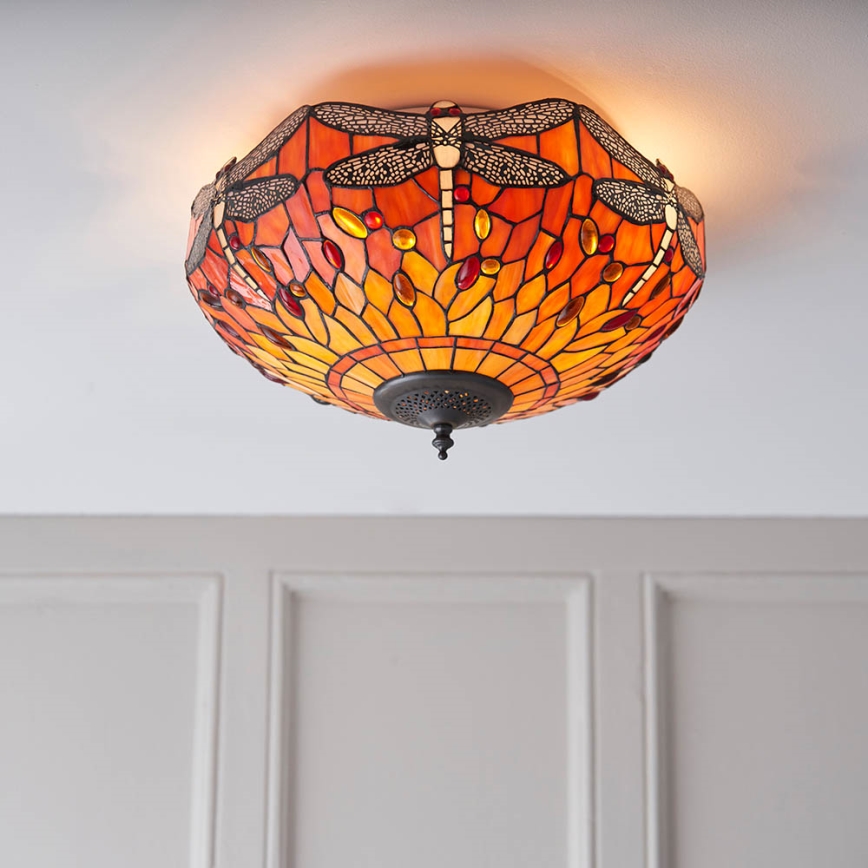 Endon 70721 - Mennyezeti lámpa Tiffany DRAGONFLY 2xE27/60W/230V, átmérő 41 cm