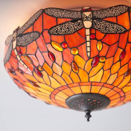 Endon 70721 - Mennyezeti lámpa Tiffany DRAGONFLY 2xE27/60W/230V, átmérő 41 cm