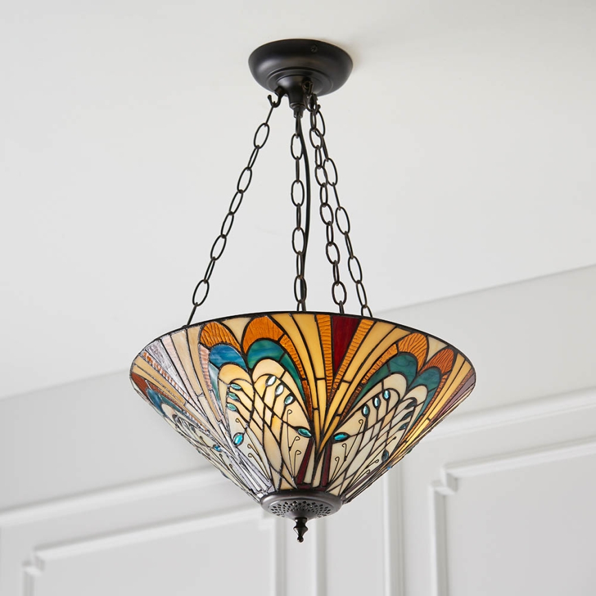 Endon 70750 - Láncos Tiffany HECTOR csillár 3xE27/60W/230V, átm. 40 cm