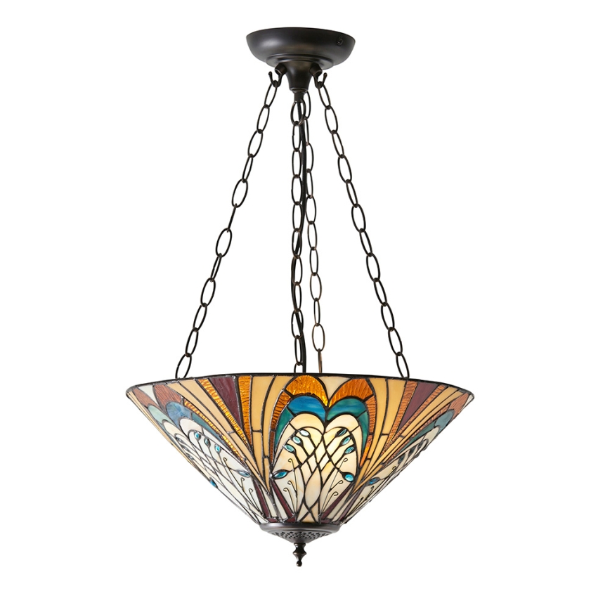 Endon 70750 - Láncos Tiffany HECTOR csillár 3xE27/60W/230V, átm. 40 cm
